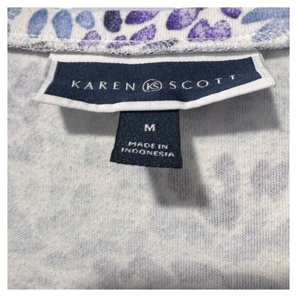 Karen Scott Womens Blue White Dotted‎ Knit Pullover Blouse Top Size medium - Picture 3 of 3